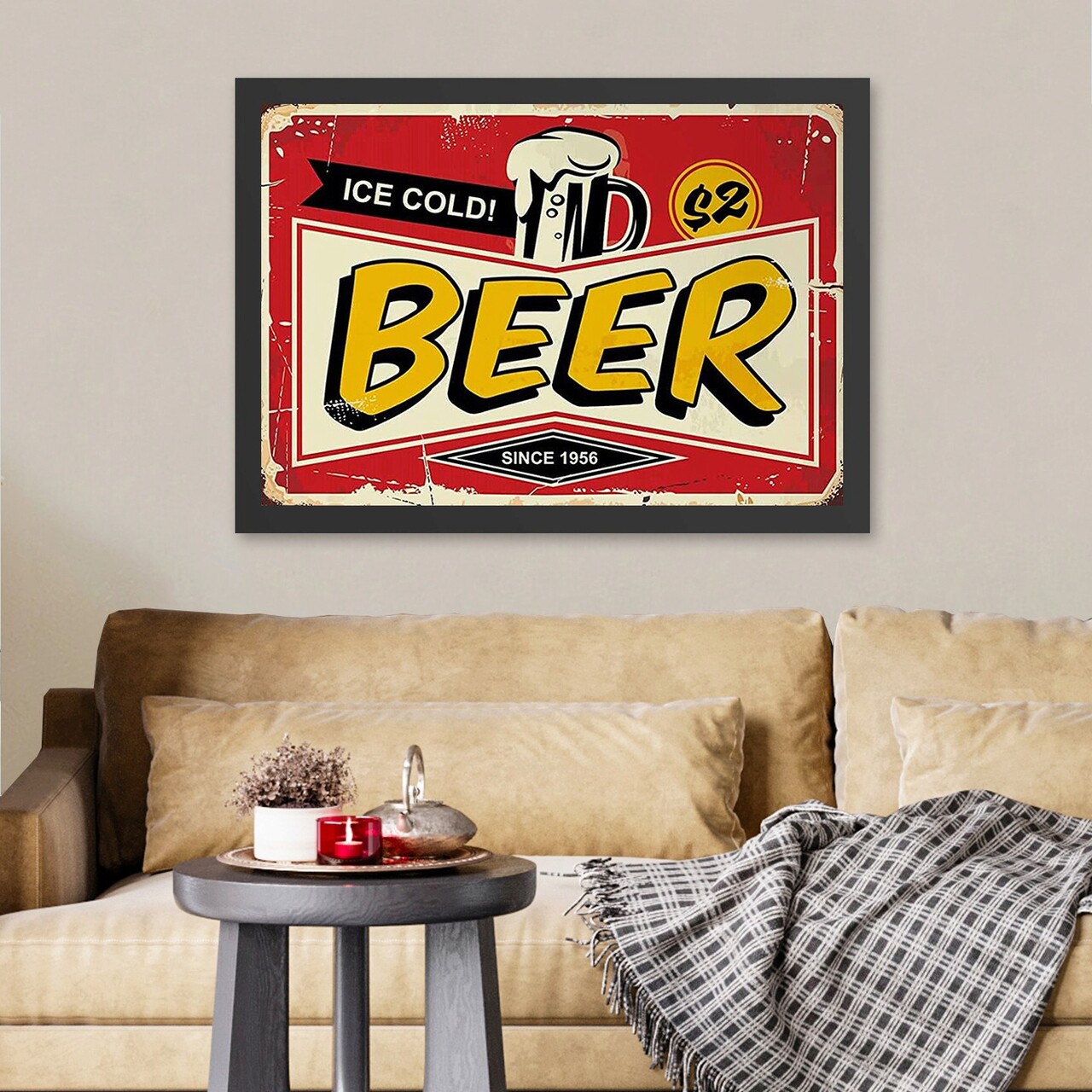 Tablou decorativ, Ice Cold Beer 2 (55 x 75), Polistiren, Roșu / Galben / Negru / Crem - imagine 3
